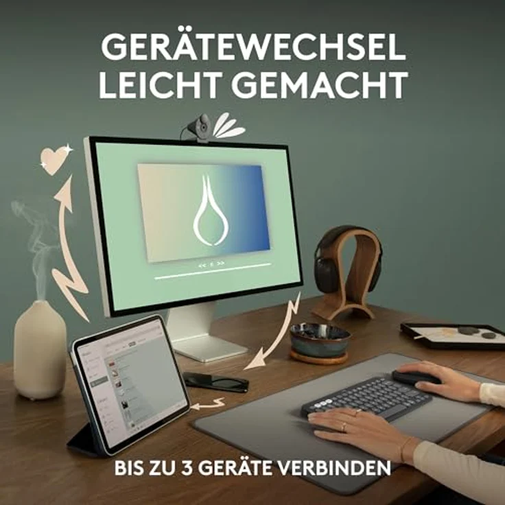 Logitech M350s Maus (Bluetooth, 4.000 DPI, Energiesparmodus) in Pebble Mouse 2 Design, recycelter Kunststoff, Blau – Bild 3