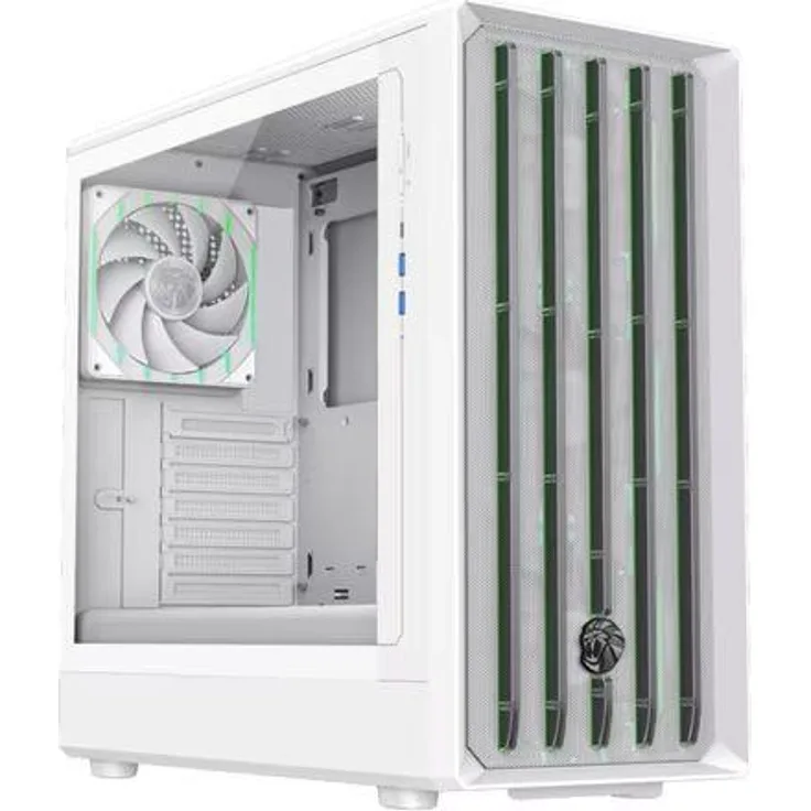 GameMax Claw 460 WT, Midi-Tower Gaming-Gehäuse in Weiß mit ARGB-Beleuchtung, 4x Lüfter, USB-C und optimierter Kühlung für ATX-Systeme