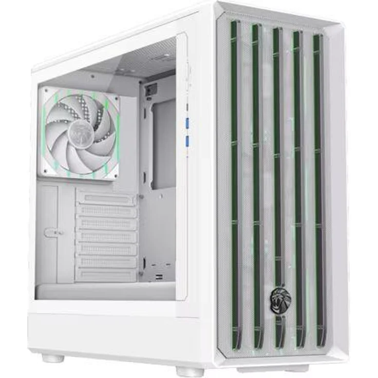 GameMax Claw 460 WT, Midi-Tower Gaming-Gehäuse in Weiß mit ARGB-Beleuchtung, 4x Lüfter, USB-C und optimierter Kühlung für ATX-Systeme