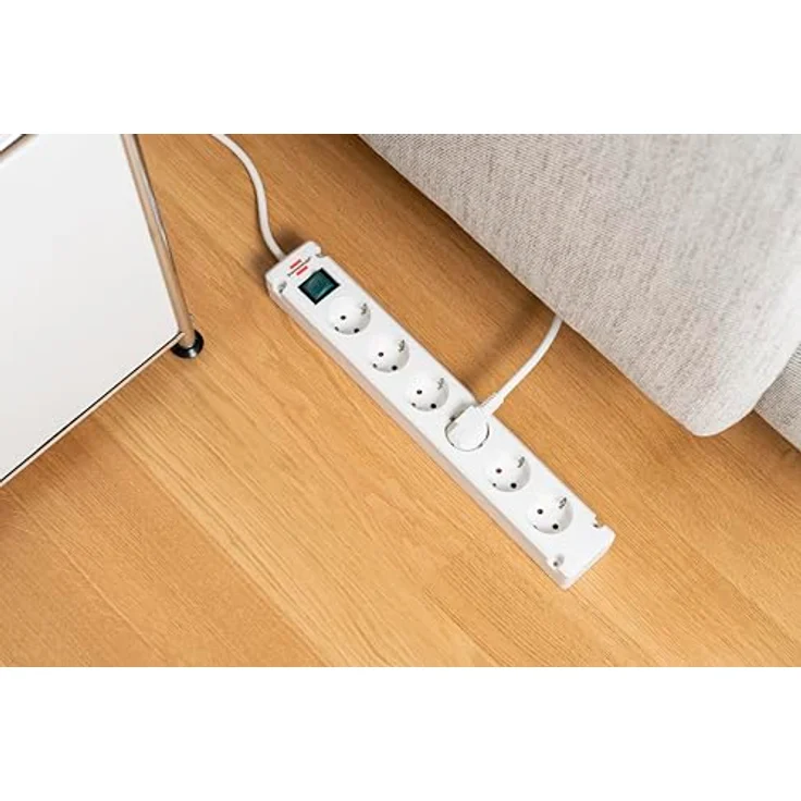 Brennenstuhl Bremounta Steckdosenleiste 6-fach (Mehrfachsteckdose mit 90 Grad Steckdosen, Steckerleiste mit Befestigungsmöglichkeit und 3m Kabel) weiß – Bild 5