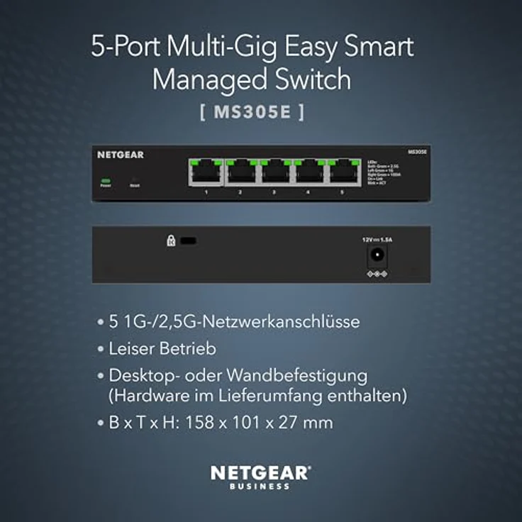 Netgear MS305 5 Port 2.5 Gbit Smart Switch | Multi-Gigabit LAN Switch (Desktop or Wall Mounting) – Bild 3
