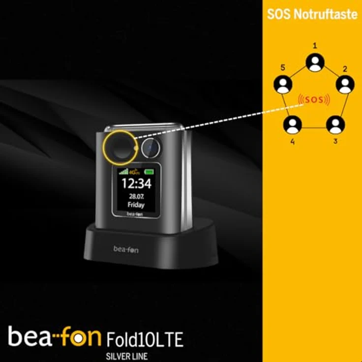 Beafon Fold 10 4G Smartphone, 5,59 cm (2.2 Zoll) Single SIM, Schwarz/Silber, Bluetooth, Micro SD, 1350mAh Akku – Bild 3