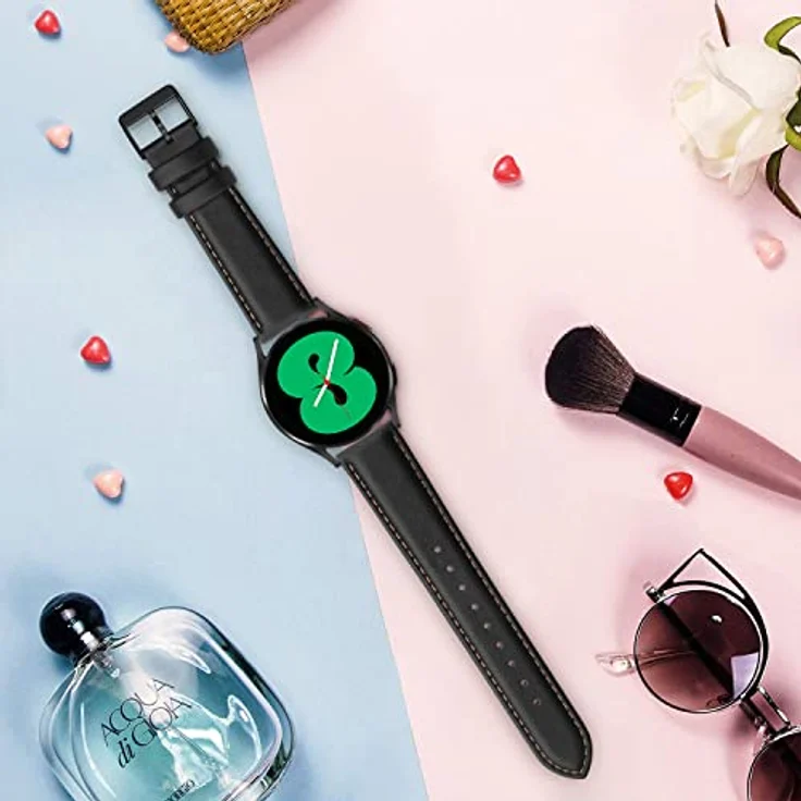 Tuocal Leder Armband für Samsung Galaxy Watch 7/6/5/4/Active, 20mm, Schwarz Braun, Hochwertiges Echtleder, Einfache Anpassung, Schnellverschluss – Bild 5