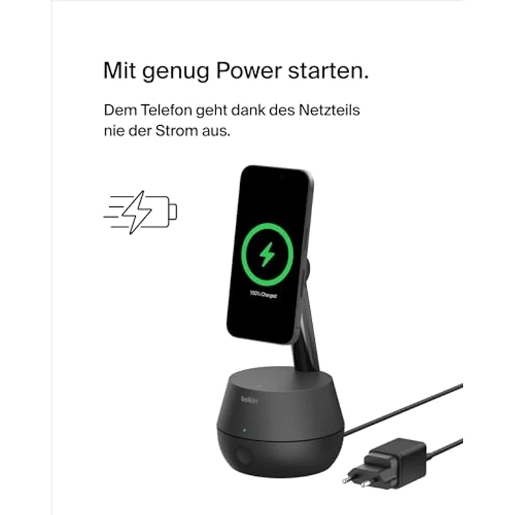 Belkin Auto-Tracking-Ständer Pro mit DockKit, Handyhalterung mit Ladefunktion - MagSafe kompatibel, kabelloses Laden mit 15W, 360-Grad-Tracking - iOS-Integration (Weiß) – Bild 5