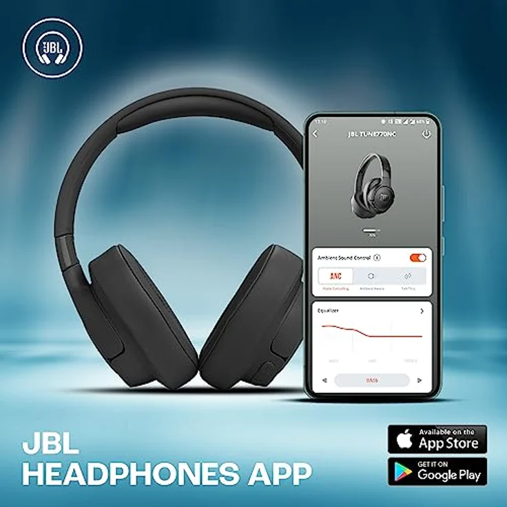 JBL Tune 770NC Adaptive Noise Cancelling Wireless Over-Ear-Kopfhörer, Pure Bass Sound, Smart Ambient, Bluetooth 5.3, Le Audio, VoiceAware, 70H Akku, Multi-Point Connect - Schwarz, JBLT770NCBLK – Bild 5