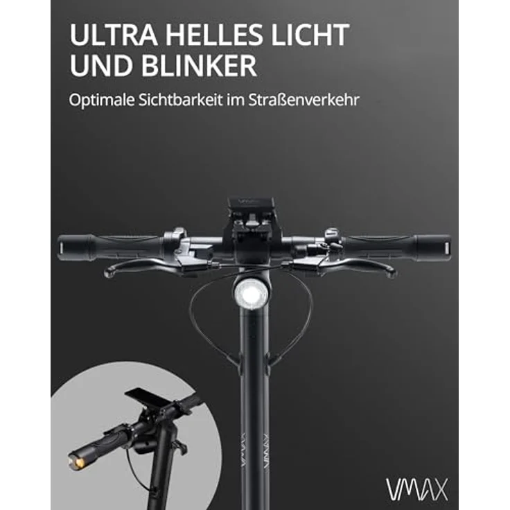 VMAX E-Scooter VX2 Extreme GT, 500W Motor, 33% Steigfähigkeit, 70km Reichweite, E-Roller mit Straßenzulassung in D, Farbdisplay, App-Funktion, Bis 150kg, Schwarz – Bild 5