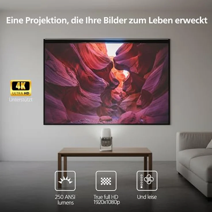 Philips NeoPix 230, Full HD Beamer mit 180° drehbarem Standfuß und WLAN, Weiß – Bild 4