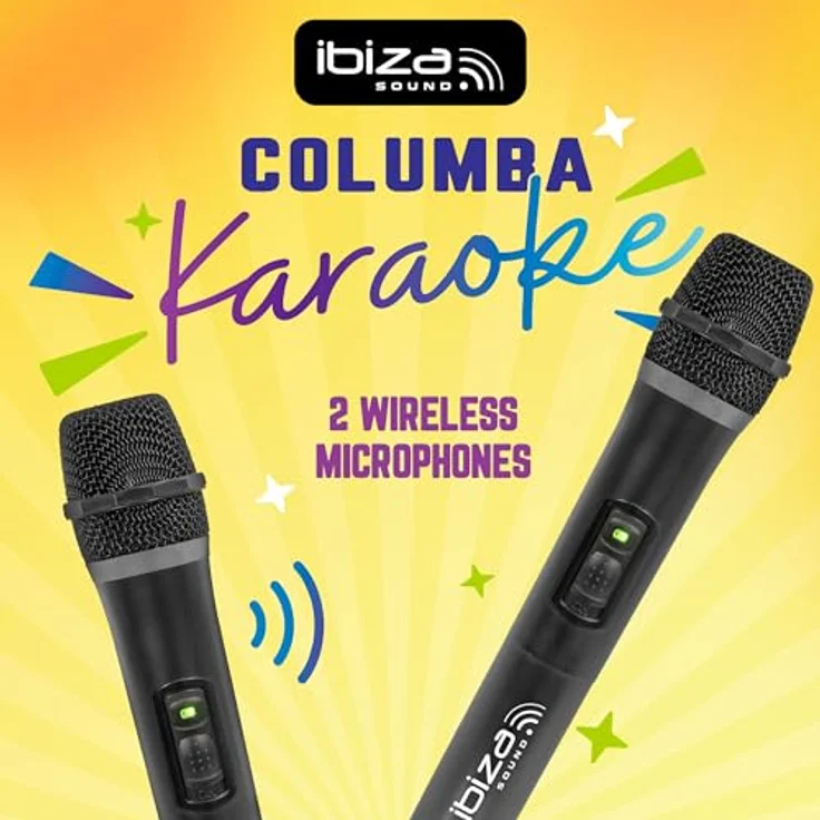 Ibiza COLUMBA-Karaoke Anlage, Lautsprecher Box mit zwei Mikrofonen, LED Beleuchtung und Bluetooth, 1000 W – Bild 4