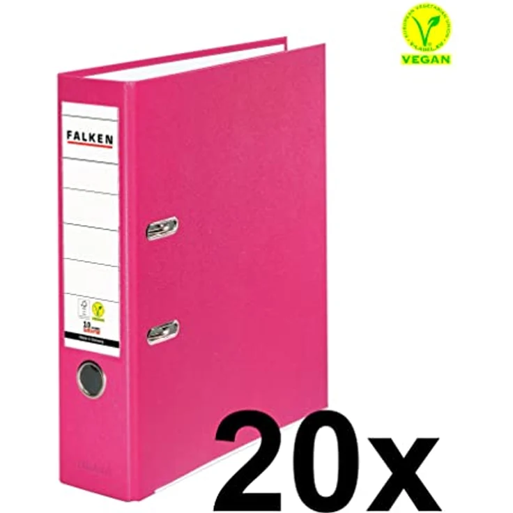 Falken Aktenordner 20x PP-Color-Ordner A4 Rücken 80mm mit Einsteckschild Pink, strapazierfähig und FSC zertifiziert – Bild 3