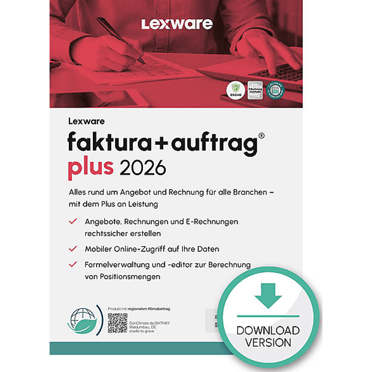 LEXWARE FAKTURA+AUFTRAG PLUS 2026, Rechnungssoftware mit Auftragsverwaltung, 365-Tage Lizenz für PC