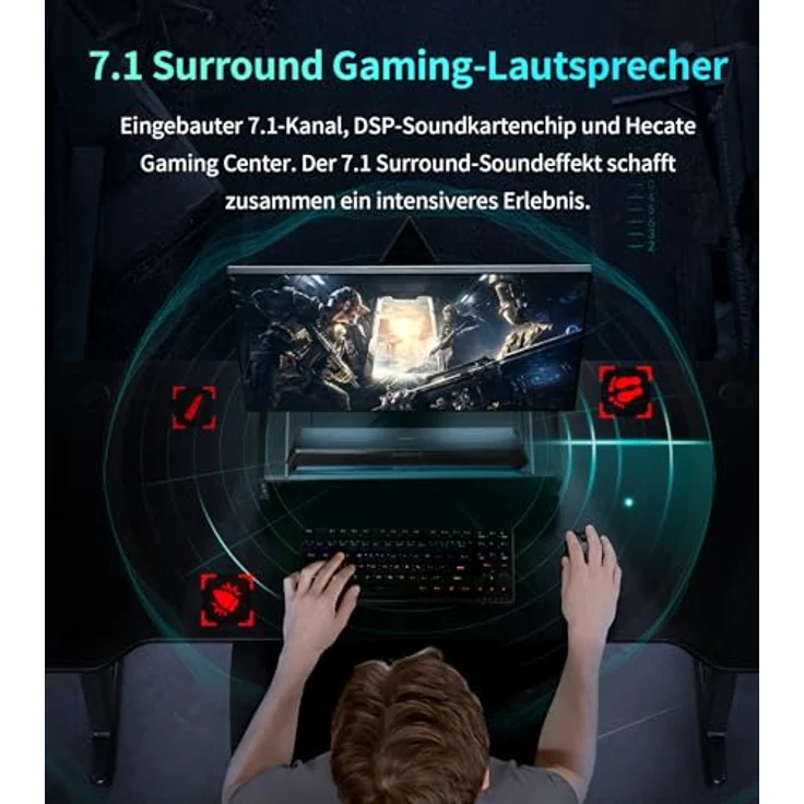 Edifier G1500 BAR Wireless Computer Speakers 7.1 with RGB Lighting and Bluetooth Power 5W in Black C (70 W), Soundbar, Schwarz – Bild 3