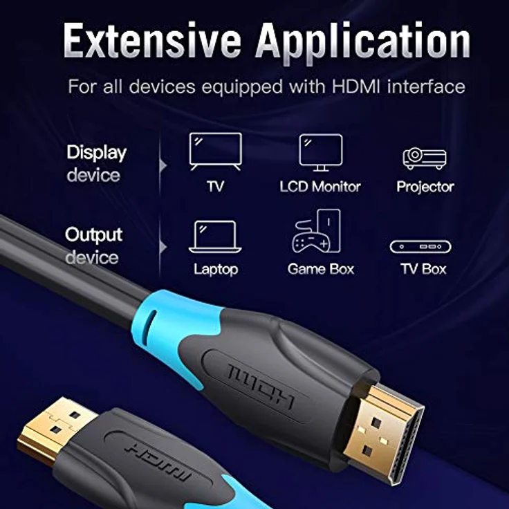 Vention AAC HDMI-Kabel, 5 m, Schwarz, 4K Unterstützung, vergoldete Stecker, hohe Zähigkeit – Bild 5
