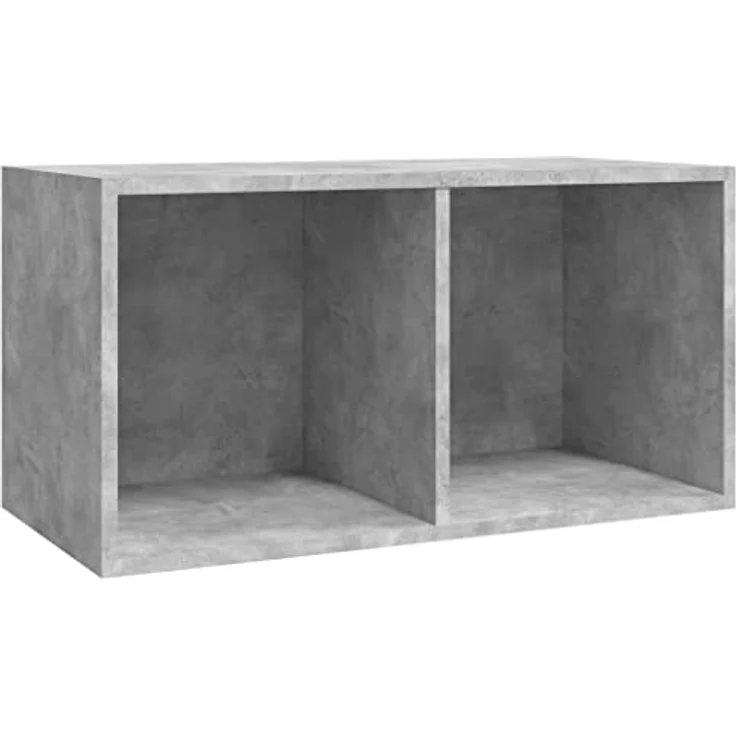vidaXL Schallplatten-Aufbewahrungsbox Betongrau 71×34×36 cm Spanplatte – Bild 2