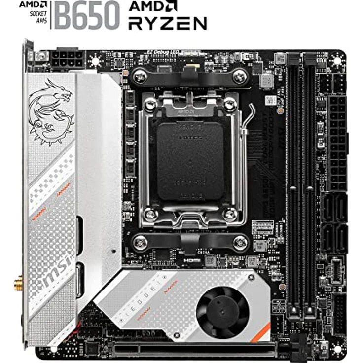 MSI MPG B650I Edge WiFi Mainboard, Mini-ITX - Unterstützt AMD Ryzen 7000 Serie Prozessoren, AM5-8 Phasen 80A VRM, DDR5 Memory Boost 6600+MHz/OC, 1 x PCIe 4.0 x16, 2 x M.2 Gen4, Wi-Fi 6E – Bild 2
