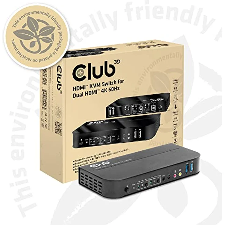 Club 3D CSV-1382 KVM Switch, HDMI KVM-Umschalter mit 4K Auflösung bis 4096x2160, Schwarz – Bild 10