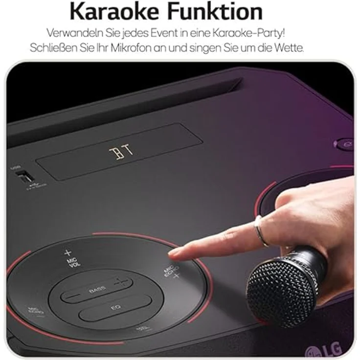 LG XBOOM La Bestia RNC2, Bluetooth Standlautsprecher mit 80W Leistung, Schwarz, Karaoke und LED-Beleuchtung – Bild 5