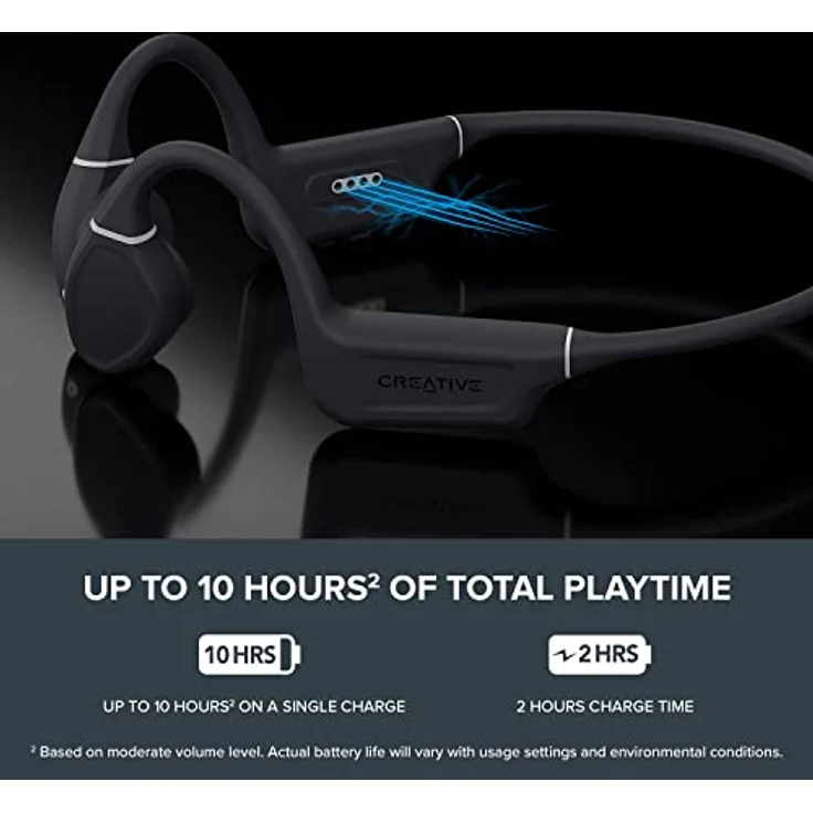 CREATIVE Outlier Free Wireless Bone Conduction Kopfhörer mit Bluetooth 5.3, IPX5 Schweiß- und Wasserspritzfestigkeit, Multipoint-Konnektivität, bis zu 10 Stunden Akkulaufzeit, integriertes Mikrofon – Bild 5