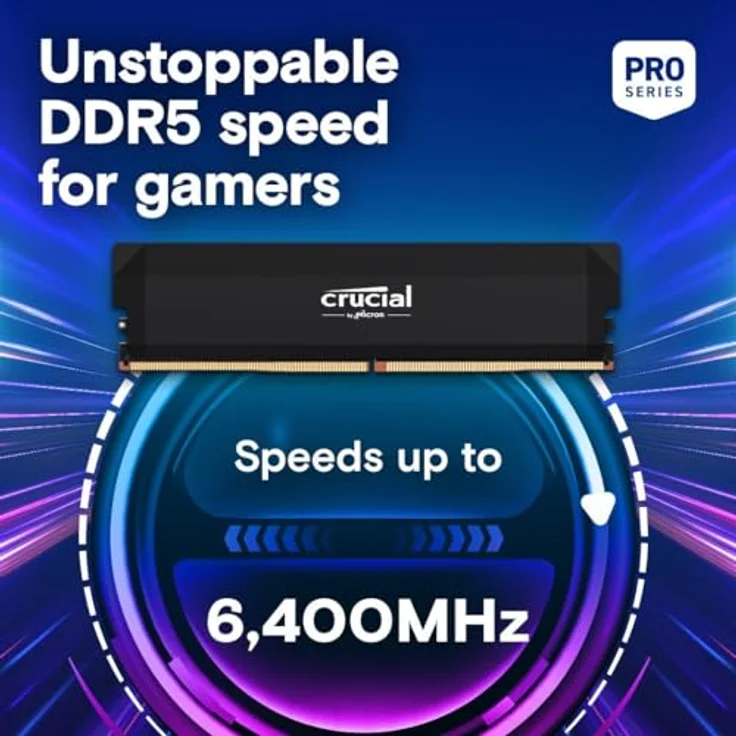 Crucial Pro DDR5 RAM 64GB Kit (2x32GB) 6000MHz CL40, Schwarz - Overclocking Gaming, Intel XMP 3.0 / AMD Expo – Bild 2