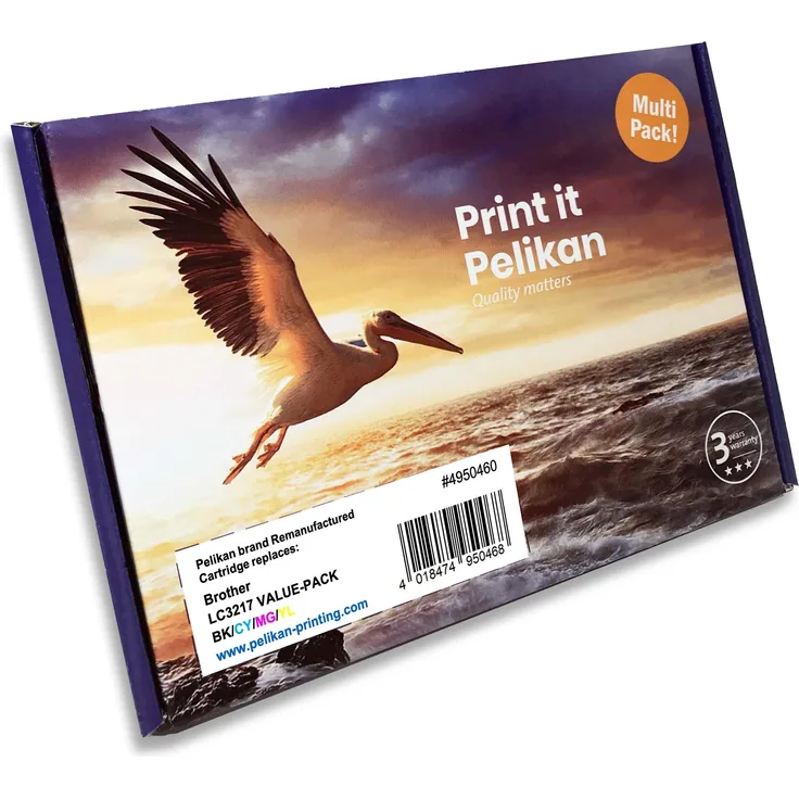 Pelikan LC3217 Value Druckerpatrone, 4-farbig (Magenta, Cyan, Gelb, Schwarz), wischfeste Tinte für hochwertige Drucke