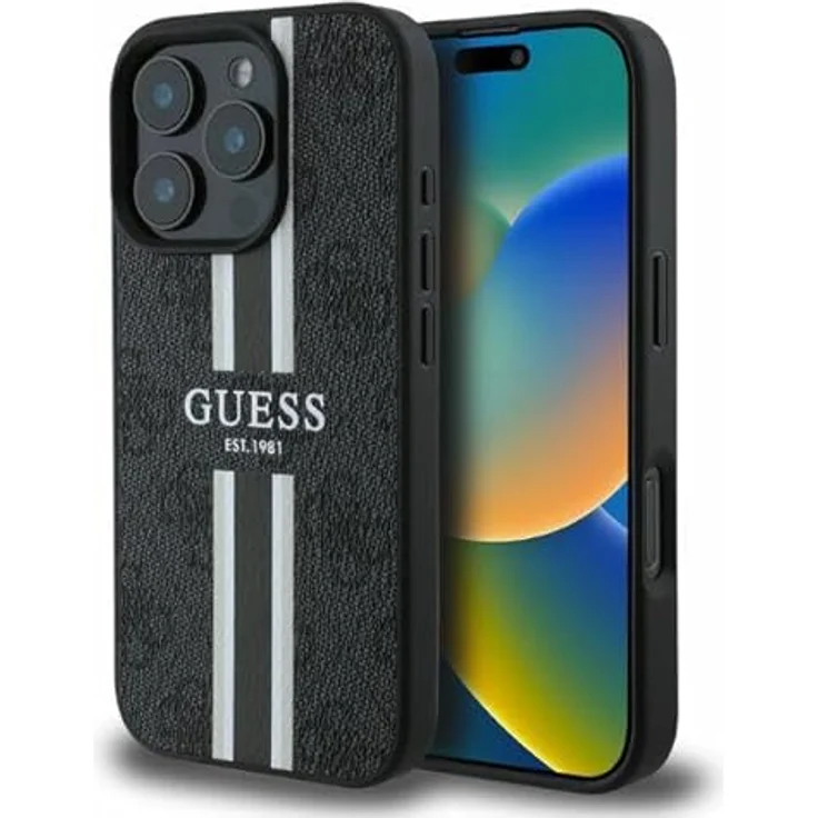 CG Mobile Guess GUHMP16XP4RPSK Hülle für iPhone 16 Pro Max 6.9" Schwarz hardcase 4G Printed Stripes – Bild 1
