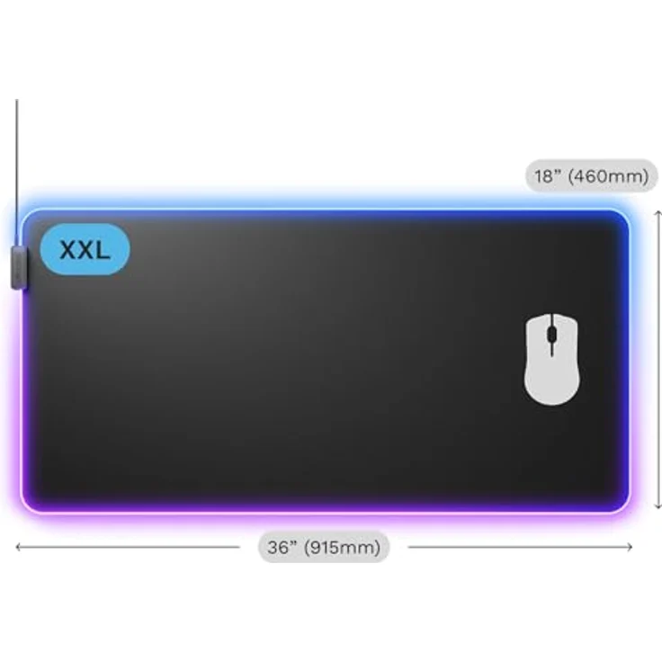 Glorious Mouse Pad 2 GLED XXL, RGB Gaming-Mauspad mit InfiniGlow Randbeleuchtung, Schwarz – Bild 9