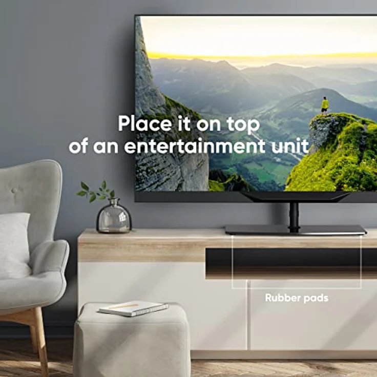 ONKRON TV Ständer höhenverstellbar - TV Bodenständer schwenkbar Schwarz für 30-60 LED Zoll bis zu 41kg Max VESA Standfuss 400x400 / TV Standfuß Fernseher – Bild 2