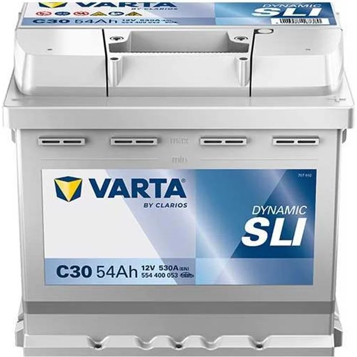 Varta C30 Silver Dynamic 12V 54Ah 530A Starter Autobatterie mit hoher Korrosionsbeständigkeit und Langlebigkeit, B13-H4/LN1