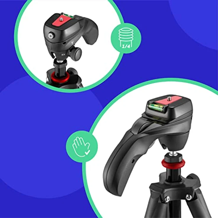 JOBY Compact Action-Stativ, Kamerastativ mit Kugelkopf, Universal ¼-20" Schnellspanner und Tragetasche, für CSC, DSLR, spiegellose Kameras, Farbe: Schwarz, 1,5kg Tragkraft – Bild 3