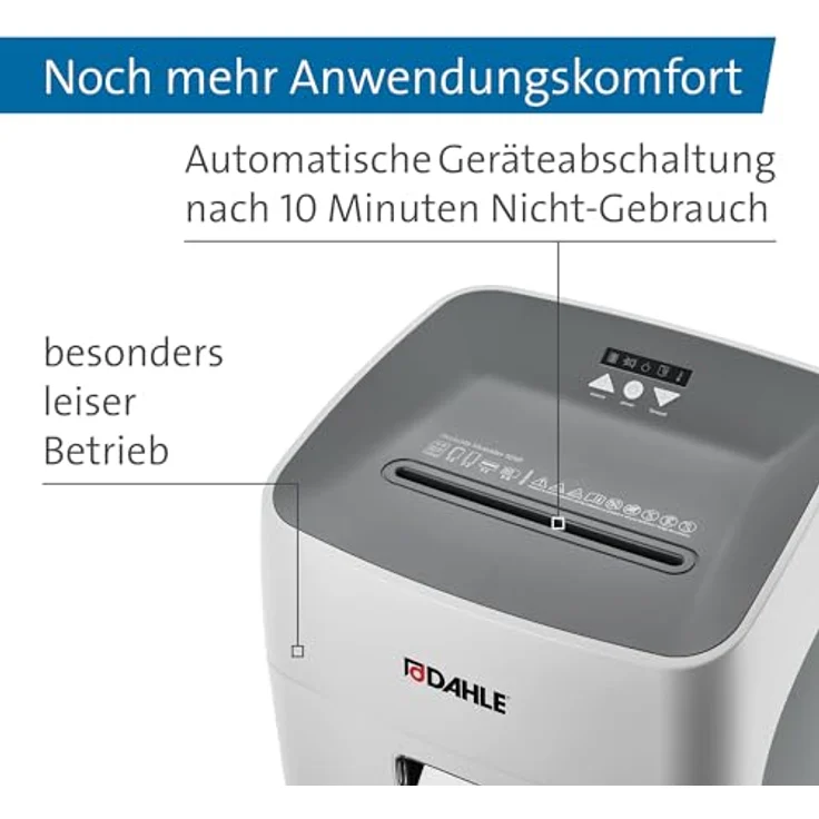 Dahle Deskside 504P Performance-Aktenvernichter, 40L, Sicherheitsstufe P-5, langlebige Verbundstahlwalzen, öl- und wartungsfrei, 13-15 Blatt Einzug – Bild 5