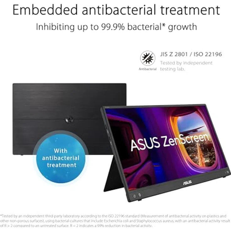 ASUS ZenScreen MB16AHV - 15,6 Zoll tragbarer USB Monitor - Full HD 1920x1080, 15W USB-C, Mini-HDMI, Autorotation - IPS Panel, leichtes Design, Kickstand, Stativ Sockel - 16:9, entspiegelt – Bild 5