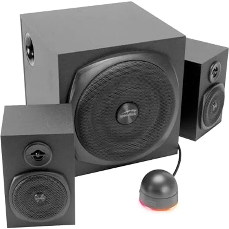 Speedlink GRAVITY LT 2.1 Subwoofer System, kraftvolles PC Lautsprechersystem mit Bluetooth und Fernbedienung, schwarz – Bild 3