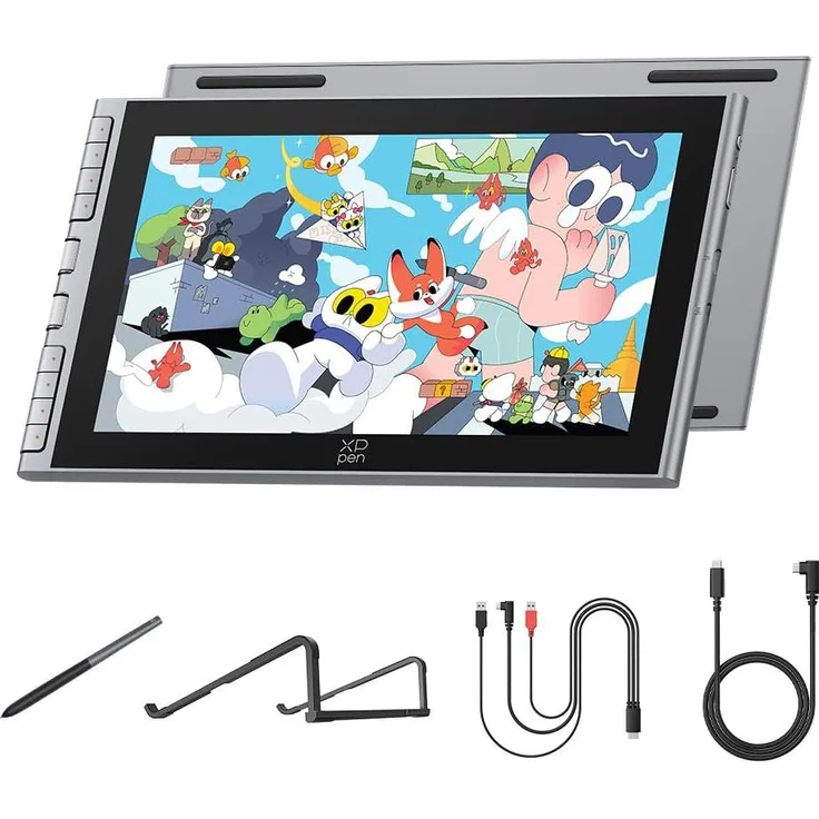 XP-Pen Artist 12 3rd Grafiktablett mit 11,9 Zoll FHD-Display, 16384 Druckstufen Stylus und Silbergrauem Design