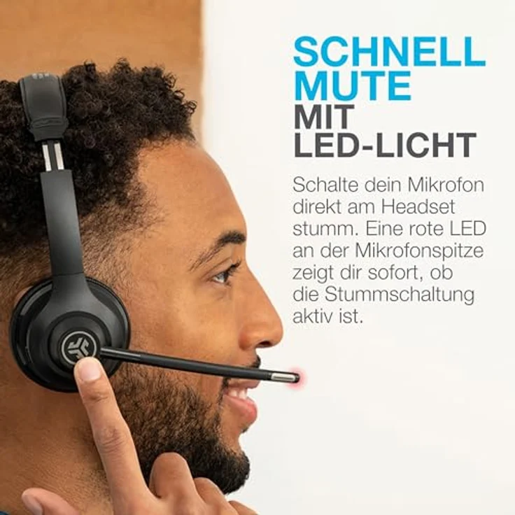 JLab Go Work 2nd Gen, Bluetooth Headset mit Noise Cancelling Mikrofon, 55h Akkulaufzeit, kabellos & per Kabel, USB-C Dongle, Multipoint für PC & Handy – Bild 5