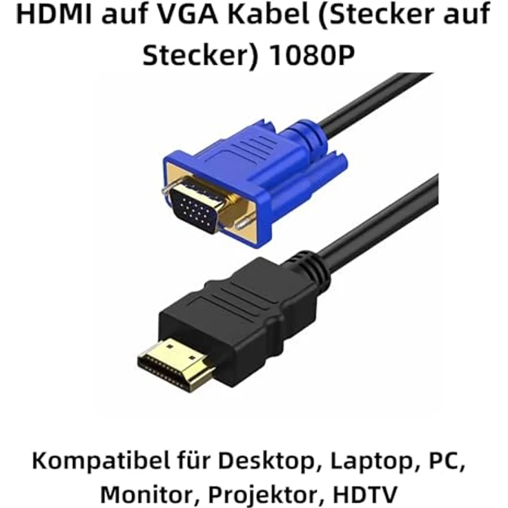 Bolwins J17S HDMI auf VGA Adapterkabel, 1,8m – Verlustfreie Signalübertragung für Computer, Laptop, Projektor, HDTV – Bild 2
