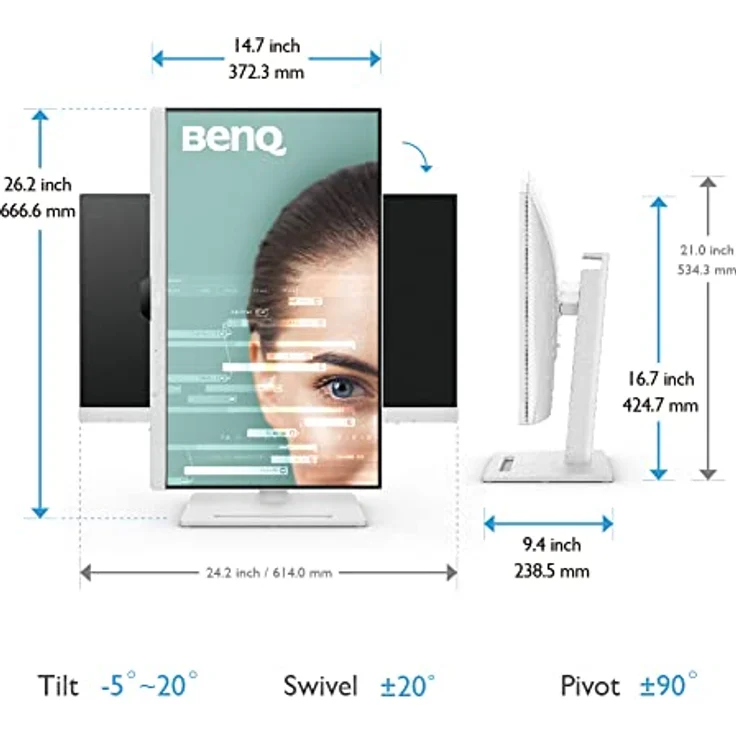 BenQ Monitor GW2790QT (27 Zoll, QHD, IPS, USB-C-Laden, DP / HDMI, Ergonomisches Design, Noise Cancelling Mikrofon), MacBook kompatibel – Bild 5
