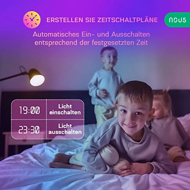 NOUS GU10 RGB LED Lampe, WLAN Glühbirne Alexa, Smart Light Bulb, App gesteuertes Licht, Glühbirne Farbwechsel, LED Glühbirne dimmbar, Smart Life/Tuya App, 2.4GHz WiFi – Bild 5