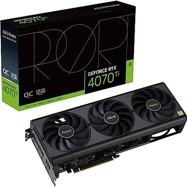 ASUS ProArt GeForce RTX 4070 Ti OC Edition 12GB GDDR6X Gaming Grafikkarte (NVIDIA GeForce RTX4070 Ti, DLSS 3, PCIe 4.0, 1x HDMI 2.1a, 3X DisplayPort 1.4a, PROART-RTX4070TI-O12G)