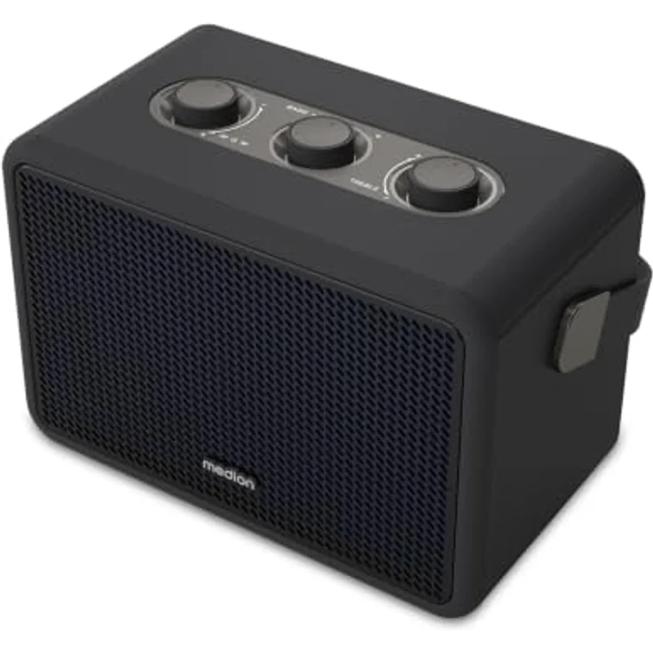 MEDION BXO-1 Bluetooth Lautsprecher, kraftvoller Sound im Retro-Design, 15 Stunden Akkulaufzeit, Bluetooth 5.3, IPX4, USB-C, schwarz – Bild 1