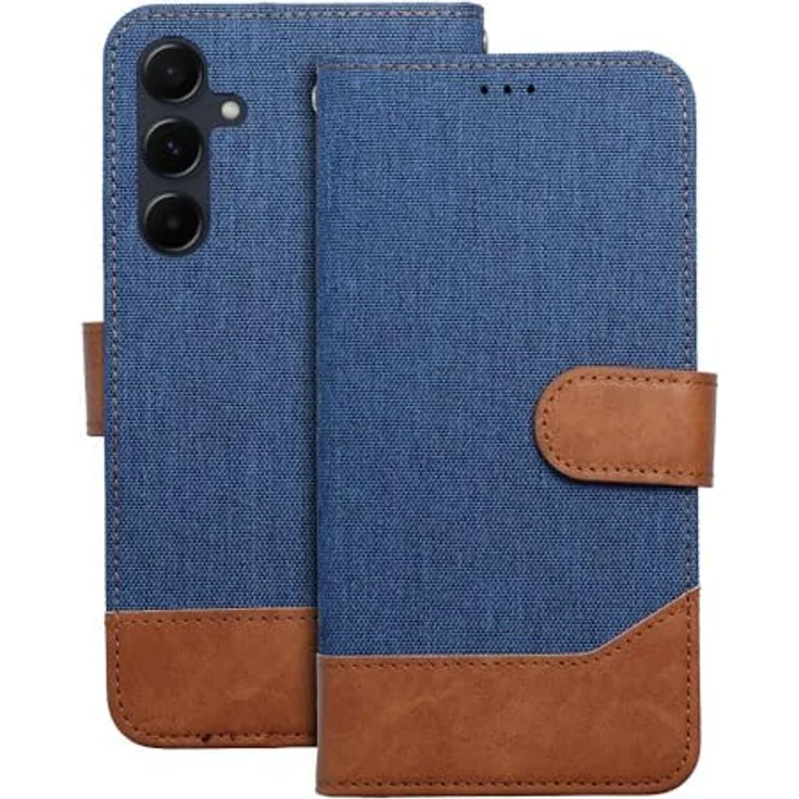 COFI 1453 Jeans-Buch-Handyhülle für Samsung Galaxy A36 5G, praktische Taschen und sicherer Verschluss, Blau – Bild 1