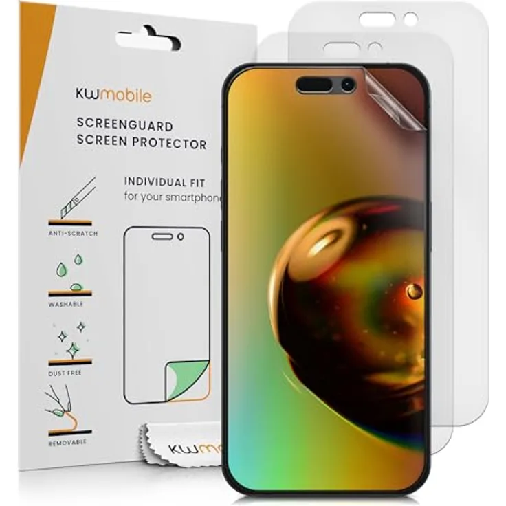 kwmobile 3X Folie matt kompatibel mit Apple iPhone 16 Pro - Displayschutzfolie entspiegelnd, 3er Pack
