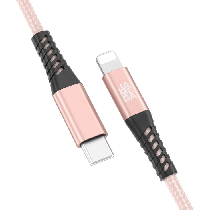 JAMEGA USB-C zu iPhone Kabel, 3m, 480M Übertragung, 60W Ladeleistung, Metallstecker, Rosegold
