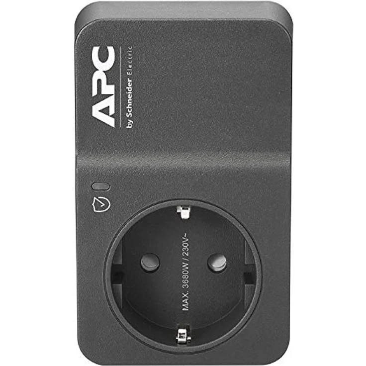 APC Surge Protector - PM1W-GR - Steckdosenadapter mit Überspannungsschutz (1 Stecker Schuko, für PC, TV u.a. - Farbe: schwarz) – Bild 3