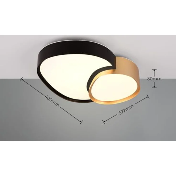 Trio Leuchten Deckenleuchte Rise 647510280, Schwarz matt/Gold, inkl. 21 Watt LED, Fernbedienung, Dimmbar, Lichtfarbe einstellbar – Bild 5