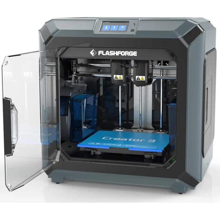 FlashForge Creator 3 Pro, Dual Extruder IDEX-3D Drucker mit 300 mm x 250 mm x 200 mm Bauvolumen, Schwarz