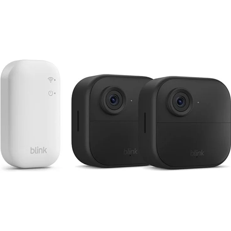 blink Outdoor 4, 2-Kamera-System Überwachungskamera mit 1080p HD, Nachtsicht, wetterfest, inkl. Sync Modul Core und Mikrofon