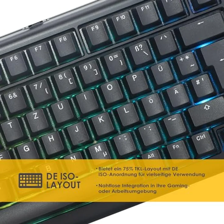 Ducky Tinker 75 Gaming-Tastatur, RGB - MX-Blue (ISO-DE) – Bild 5