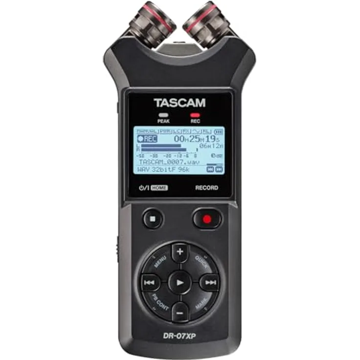 Tascam DR-07XP, Portabler 2 Kanal Recorder mit 32-Bit-Float-Auflösung, USB Audio Interface und 512GB microSDXC Unterstützung