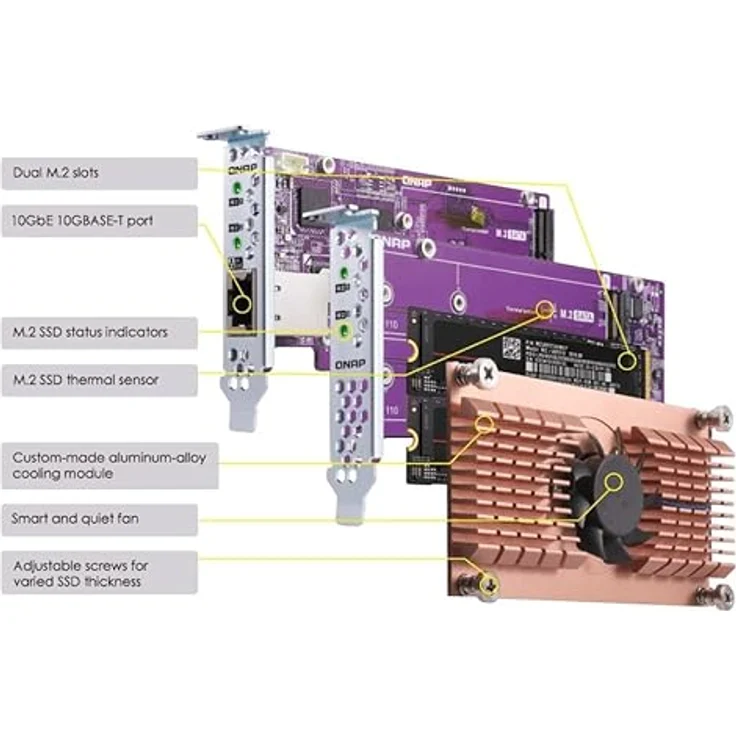 Qnap 2 x PCIE2280 M.2SSD SL PCIEGEN3X8 1 x AQC113C 10GBE NBASE-T Port – Bild 2