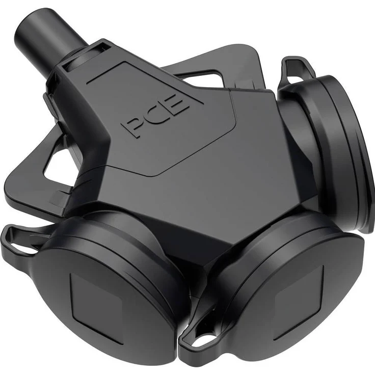 PCE PC Electric 243711-ssc, 3-fach Gummikupplung mit IP54 Spritzwasserschutz, 250 V, schwarz