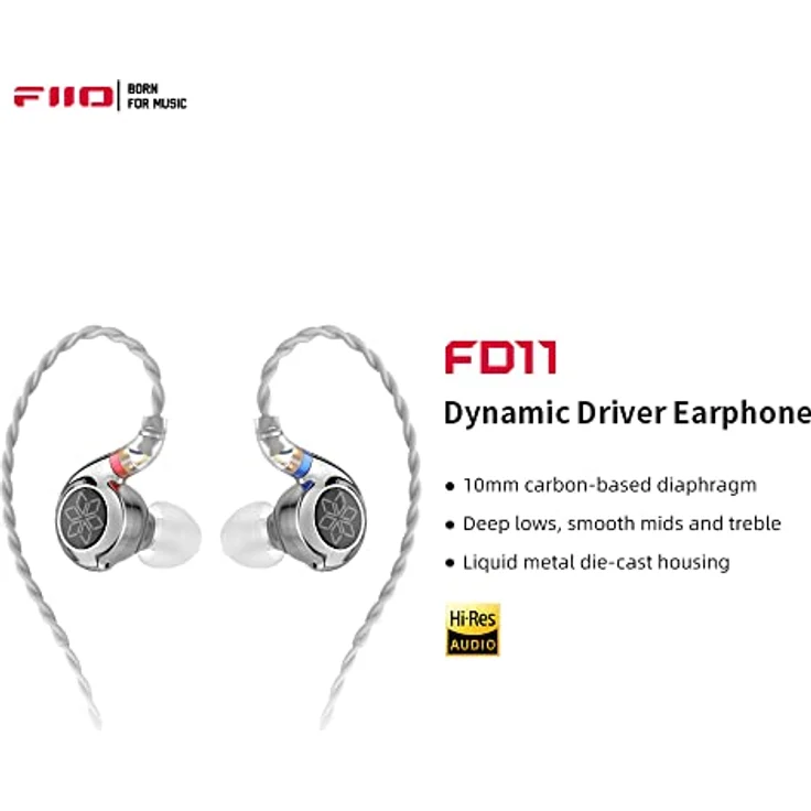 FiiO FD11 In-Ear Kopfhörer, Silber, dynamischer 10-mm-Treiber, N52-Neodym-Magneten, Hi-Res Audio zertifiziert – Bild 3